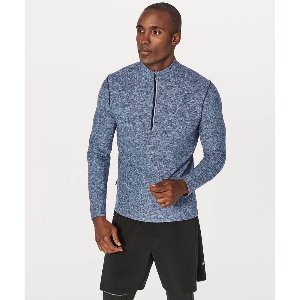 Lululemon Surge Warm Pullover Mens L Half 1/2 Zip Heathered Performance Stretch
